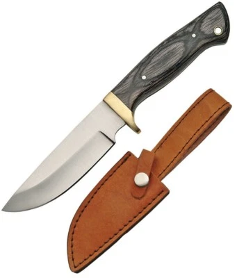 Cuchillo Fijo Hunter 4.25" Acero Inoxidable Hoja Completa Mango Pakkawood con Protector de Latón Foto 1 de 3