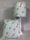 SHOP 'Dumbo'' Range of Curtains/Cushions/Lampshades in White/Mint Cotton Fabric