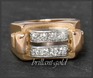 Antiker Ring, 0,64ct Diamanten, Gold & Platin "tank ring", Handarbeit um 1940 - Bild 1 von 6