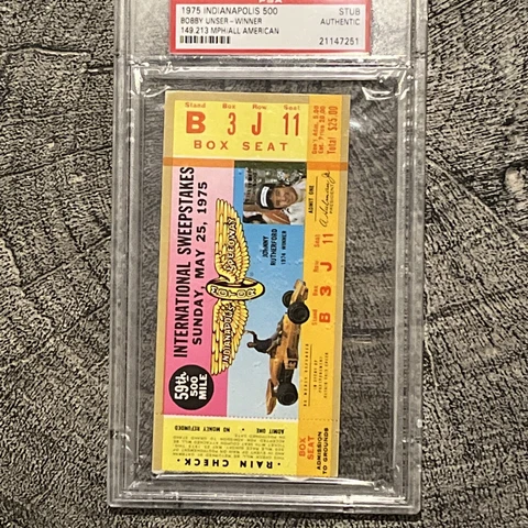 1975 Indy 500 Ticket Indianapolis Motor Speedway Indycar USAC PSA Graded Cover