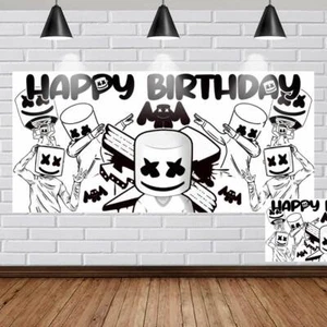 DJ marshmello Party Decoration Birthday Banner Backdrop Poster Background Vinyl - Picture 1 of 4