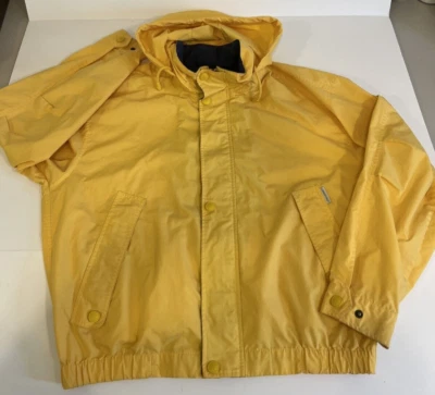 Chaqueta ligera vintage London Fog para hombre exterior grande regular con cremallera amarilla con capucha Foto 1 de 4