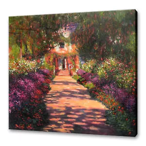 Claude Monet Garden At Giverny Reproduction Canvas Print Wall Art Picture - Picture 1 of 7