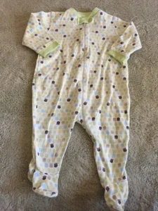 First Moments Boys White Green Blue Paws Long Sleeve Pajamas 3-6 Months - Picture 1 of 6