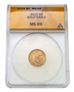 1/10 oz 2015 G$5 Gold American Eagle classificato da ANACS come MS69 - Foto 1 di 4