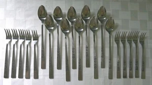 Vintage Oxford Hall OXH3 Edelstahl Rose Lot-20 Japan Meeresfrüchte Gabeln/Icetea-Maltlöffel - Bild 1 von 11