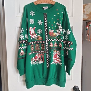 Vintage 90s New Addition Maternity M Green Crew Neck Holiday Pull Over Sweater - Bild 1 von 5
