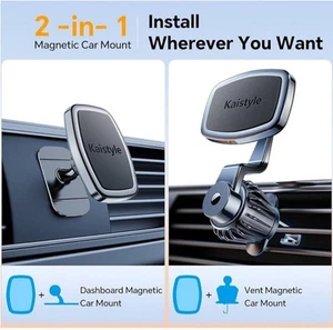 Kaistyle MagSafe Car Mount for iPhone 16/15/14/13/12, 20 Magnets, 360° Rotation - Photo 1 sur 8