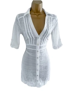 Jane Norman White Longline Blouse Size 10 - Picture 1 of 9