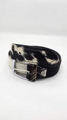 Stylish Salt & Pepper Cowhide Leather Belt with Classic Silver Buckle Handmade - Image 1 of 4