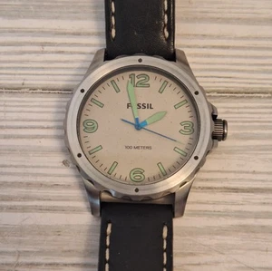 Fossil Nate weißes Zifferblatt schwarzes Leder Herrenuhr JR1461 - Bild 1 von 5