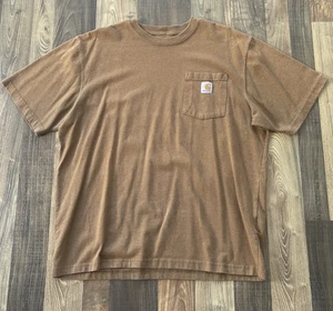 T-shirt Carhartt taglia grande marrone manica corta tasca casual girocollo - Foto 1 di 9