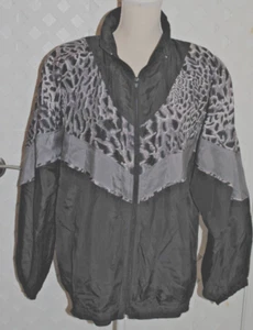 ATLANTIC BEACH Vintage Women’s Leopard Print Black Windbreaker Jacket Medium - Picture 1 of 4