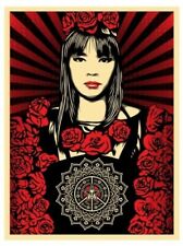 Obey Rose Girl Screen Print by Shepard Fairey 18" x 24" Signed & Numbered Ed 450