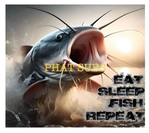 20oz Sublimation Tumbler Wrap Catfish Eat Sleep Ready To Press Heat Transfer - Picture 1 of 1