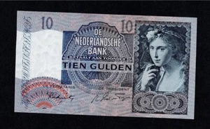 NETHERLANDS 10 GULDEN 1942 Ser. 7CE P-56b AUNC+ - Picture 1 of 3