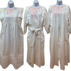 Vintage Bill Tice Robe & Nightgown Set Cotton Prairie Cottagecore Pink Floral - Picture 1 of 12