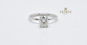 14k White Gold Engagement Ring, Moissanite Natural stones, Handmade - Picture 1 of 6