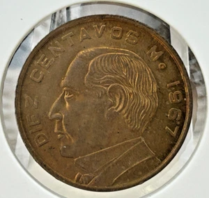 1967 MEXICO  10 CENTS Mexican Diez Centavos 10C SP18 - Picture 1 of 2