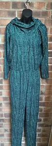 BNWT Green Roll Neck Pattern Jumpsuit Size 10 - 12 Romper Kim & Co One Piece - Picture 1 of 7