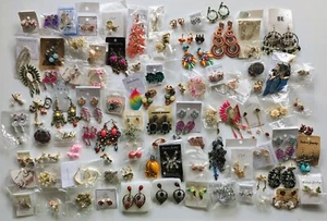 Bulk New Vintage Costume Estate Jewellery 100 Pairs EARRINGS Craft Market Resell - Picture 1 of 18
