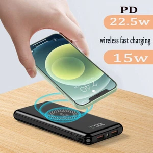 10000/20000mAh Wireless Power Bank Backup Fast Portable Charger External Battery - Picture 1 of 10