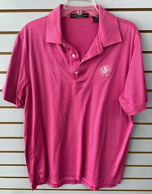 Camisa polo de golf Carnoustie para hombre talla grande rosa a rayas bordada Mystic Rock Foto 1 de 4