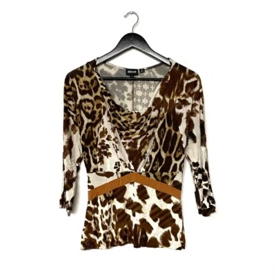 Blusa Top Jersey Viscosa Estampado Leopardo Y2K Just Cavalli Talla S Marrón Animal Foto 1 de 4