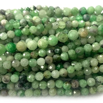 Natural Genuine Gemstones Green Tanzanite Round Faceted Making Necklaces Beads - Image 1 of 4