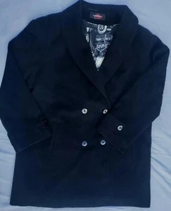 ALORNA Double Breasted Wool Blend Graphic Lined Overcoat USA MADE - Picture 1 of 11
