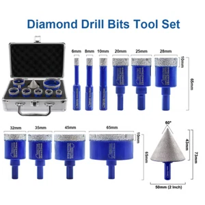 Diamond Hole Saw Kit Core Drilling Bit Set for Porcelain Tile Marble 11pcs/box - Picture 1 of 9