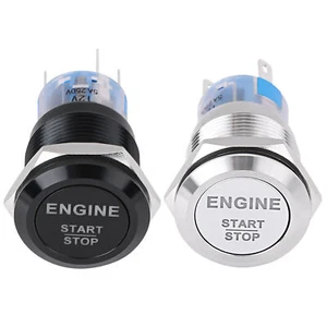 12V White LED Car Engine Start Stop Push Button Switch Black Zinc Aluminium - Picture 1 of 13