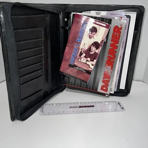 Vintage Day Runner Planer schwarz 3 Ringe Organizer 8"" x 6"" mit Reißverschluss mit Einsätzen - Bild 1 von 6