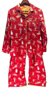 NICK & NORA DOWNHILL MONKEYS 100% COTTON Flannel Set Pajamas M - Picture 1 of 12