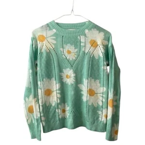 Davi & Dani Girls Sz Lg Mint Daisy Mae Crewneck Sweater Pullover Long Sleeves - Picture 1 of 8