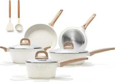 14 Pcs Pots and Pans Set, Nonstick Cookware Sets, 14 Pieces, Cream White  - Image 1 of 4