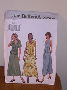 Butterick Pattern 3870 Mujer 8-10-12 TOP + FALDA Rápido + Fácil Princesa Costuras Nuevo - Imagen 1 de 1