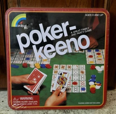 RARE VTG POKER-KEENO POKER KENO FAMILY & PARTY GAME TIN CARDINAL 1981 NEW SEALED - Image 1 of 4
