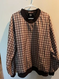 PGA Tour Plaid Golf Pull Over jacket 80s Mens Large V-Neck - Vintage - Picture 1 of 4