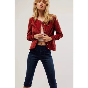 Neu Free People Becky Jacke SAMT 168 $ X-SMALL Granat Militärstil Blazer - Bild 1 von 7