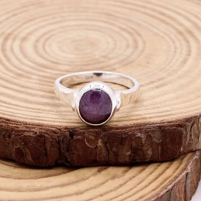 925 Sterling Silver Natural Stunning Star Ruby Statement Ring Handmade Jewelry - Image 1 of 4