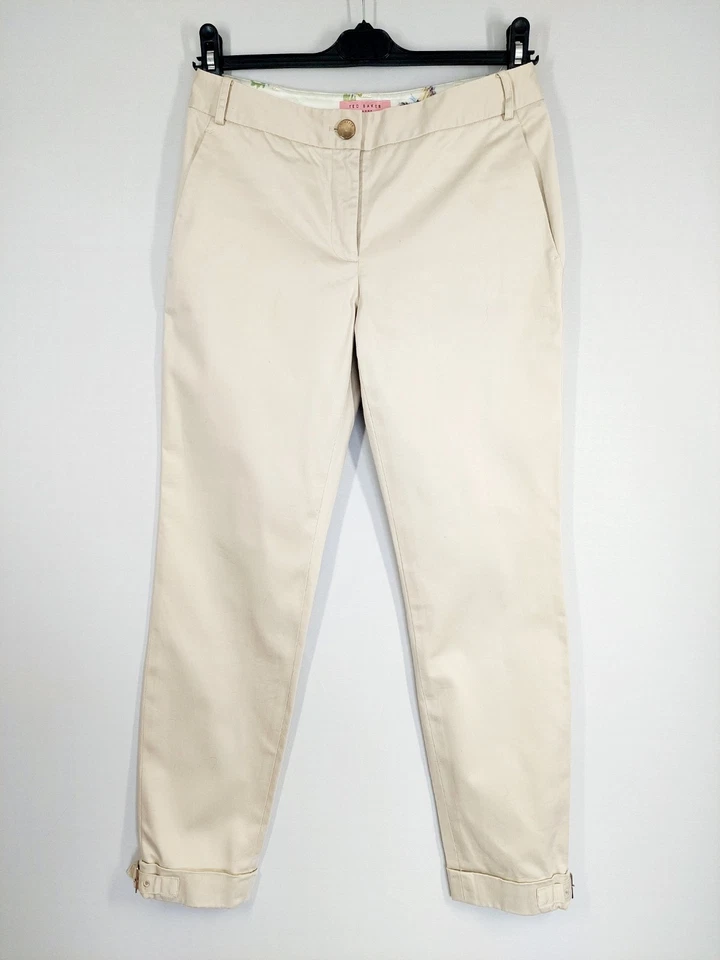 Ted Baker Womens Trousers Size 1 UK 8 Stone Ankle Turn up Side Pockets Casual - Image 1 of 4