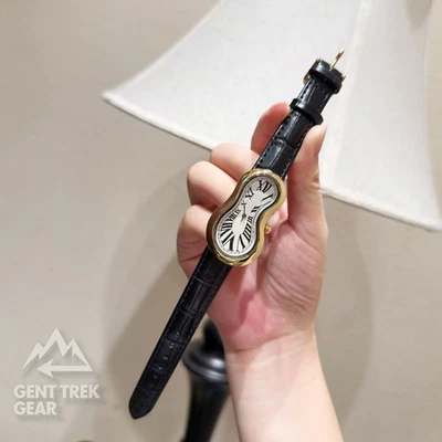 Reloj blando Exaequo Melting correa de cuero negro inspirado en Salvador Dalí - Imagen 1 de 4