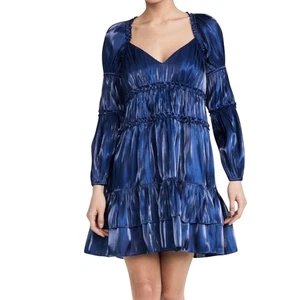 Neu mit Etikett Cinq a Sept Tammy Cocktail A-Linie Satinkleid schimmernd blau Finsternis Größe 8 - Bild 1 von 11