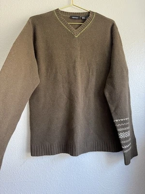 VTG DKNY Women's 100% Lambswool V Neck Sweater Brown Sz M Casual Heritage - Image 1 of 4
