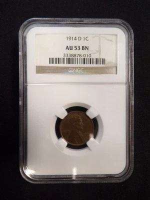 1914-D LINCOLN HEAD PENNY .01¢ UNITED STATES MINT NGC GRADED AU53 BN - Image 1 of 4
