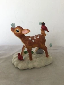 Disney Bambi Christmas Ceramic Figurine Birds Rabbit Snow - Picture 1 of 10