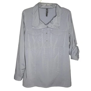 Mountain Hardwear Utility Bluse Damen Gr. M blau Stretch Rollriegelärmel Oberteil - Bild 1 von 18