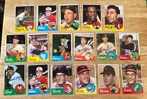 Lot Of 17 Different Autograph Signed 1963 Topps Baseball Cards Vintage Authentic - Picture 1 of 14