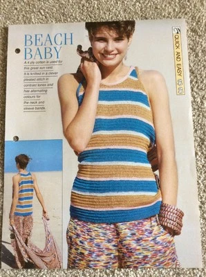 VINTAGE CREATIVE NEEDLES PATTERN -  BEACH BABY COTTON KNITTING PATTERN - Image 1 of 3